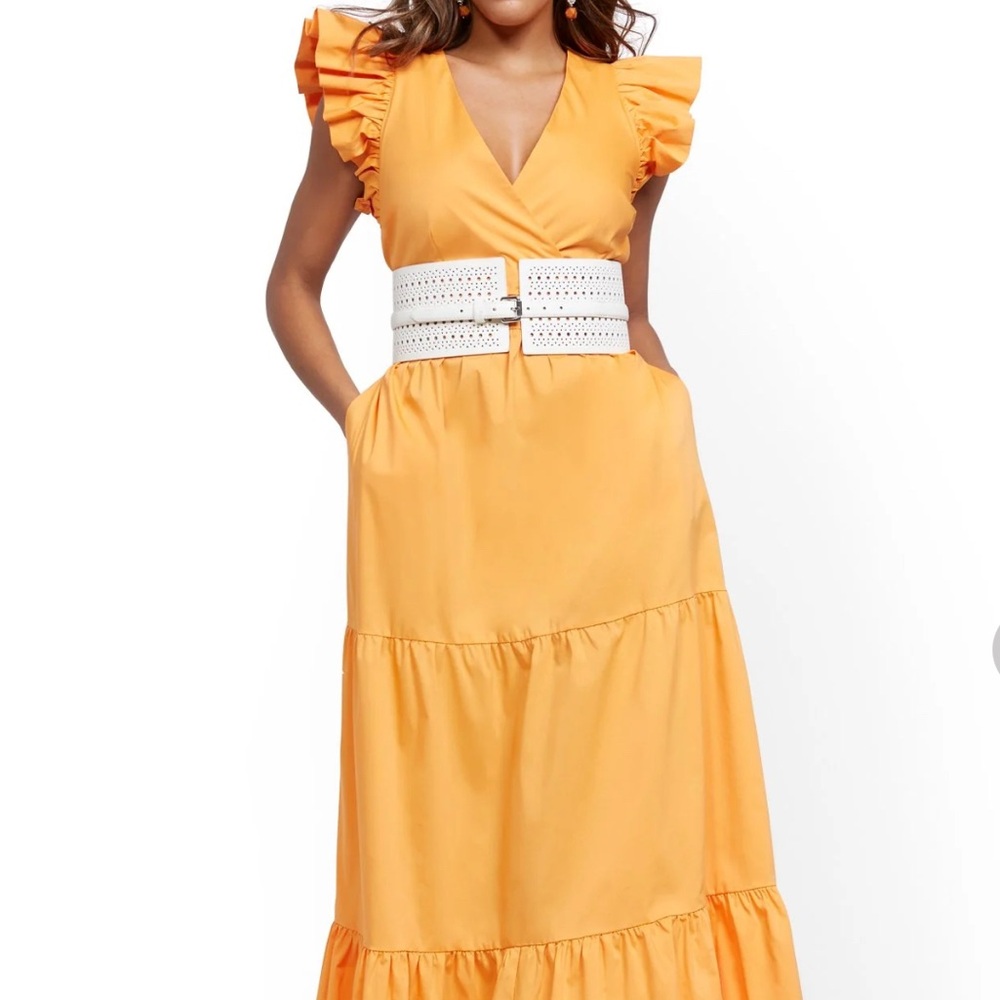 Universal Thread Vibrant Orange Ruffle Maxi Dress - image 4